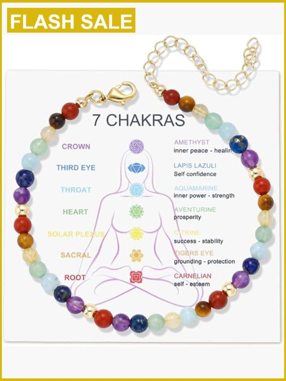 Natural Healing Crystal Bracelet Adjustable Sliding Knot Chakra Anxiety Relief